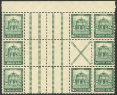 GERMANY: ScB38, 1931 8 + 4Pg., Large Block Of 8 Stampss + Double Horizontal Gutters  + Label, MNH, Excellent Quality! - Ungebraucht