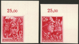 GERMANY: Yvert 825/826, 1945 SS And SA Troops, Both Values IMPERFORATE With Sheet Corner, MNH, Excellent Quality! - Ungebraucht