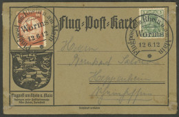 GERMANY: 13/JUN/1912 Worms - Frankfurt, Special Flight, Card With Minor Defects On Back, Very Nice! - Briefe U. Dokumente