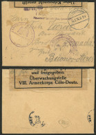 GERMANY: INTERESTING DESTINATION AND CENSOR: Cover Sent By A Soldier At The European War Front To A Sailor On The Ship " - Brieven En Documenten