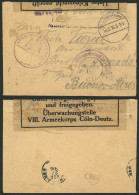 GERMANY: INTERESTING DESTINATION AND CENSOR: Cover Sent By A Soldier At The European War Front To A Sailor On The Ship " - Covers & Documents