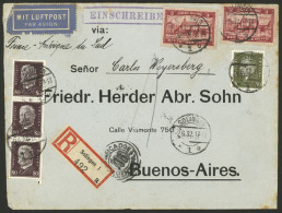 GERMANY: 2/JUN/1932 Solingen - Argentina, Registered Airmail Cover, Sent By Air France Franked With 8.70Mk., With Buenos - Briefe U. Dokumente