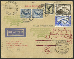 GERMANY: 2/JUN/1933 Stuttgart - Argentina, Cover Flown By Zeppelin, With Handsome Postage Of 9.40Mk., With Special Hands - Covers & Documents