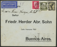 GERMANY: 15/JUN/1933 Solingen - Argentina, Airmail Cover, Sent By Air France Franked With 3.45Mk., On Back Transit Mark  - Covers & Documents