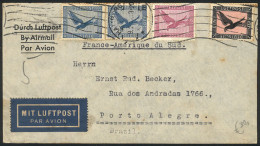 GERMANY: Airmail Cover Sent From Hamburg To Porto Alegre (Brazil) By AIR FRANCE On 9/FE/1934, With Transit Backstamp Of  - Cartas & Documentos