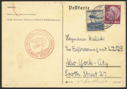 GERMANY: 4/MAY/1936 Hamburg - USA, Card Sent By Airmail Carried On The Hindenburg Flight, With Arrival Backstamp New Yor - Covers & Documents