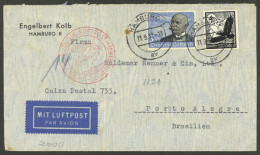 GERMANY: 11/SE/1937 Hamburg - Brazil, Airmail Cover Franked With 4Mk., Arrival Backstamp Of Porto Alegre (19/SE), Very N - Covers & Documents