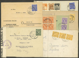 GERMANY: 8 Covers And Cards Of Years 1945 To 1951, Several Sent To Argentina, Attractive Frankings, Very Fine General Qu - Lettres & Documents