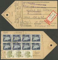 GERMANY - BERLIN: Tag Of A Parcel Post With Printed Matter Sent To Argentina With Large Postage Of 42.40Mk., Very Intere - Briefe U. Dokumente