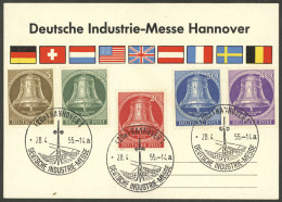 GERMANY - WEST BERLIN: Yvert 87/91, 1953 Liberty Bell, Set Of 5 Values On A Card With Special Postmarks, VF Quality! - Briefe U. Dokumente