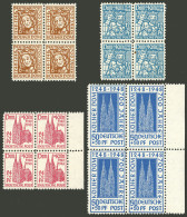 GERMANY - BIZONE: Yvert 37/40, 1948 Cathedral Of Koln, The Set Of 4 Values In MNH Blocks Of 4, Excellent Quality! - Mint