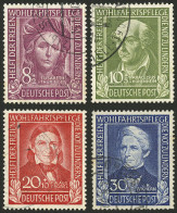 WEST GERMANY: Yvert 3/6, 1949 Famous Persons, Cmpl. Set Of 4 Values, Used, Excellent Quality! - Used Stamps