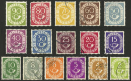 WEST GERMANY: Yvert 9/24, 1951/2 Post Horn, Set Of 16 Used Values, Very Fine Quality! - Gebruikt