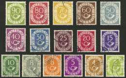 WEST GERMANY: Yvert 9/24, 1951/2 Post Horn, Set Of 16 Used Values, Very Fine Quality! - Used Stamps