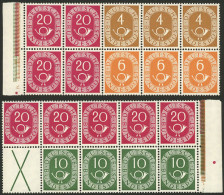 WEST GERMANY: Yvert 10 + Other Values, 1951/2 Post Horn, The 2 Panes Of The Booklet, Mint With Tiny Hinge Marks, Excelle - Nuevos