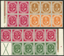 WEST GERMANY: Yvert 10 + Other Values, 1951/2 Post Horn, The 2 Panes Of The Booklet, Mint With Tiny Hinge Marks, Excelle - Unused Stamps