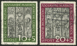 WEST GERMANY: Yvert 25/26, 1951 Lübeck Cathedral, Set Of 2 Used Values, Very Fine Quality! - Usati