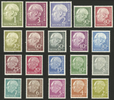 WEST GERMANY: Yvert 62A/72B, 1953/5 President Heuss, Complete Set Of 20 Values, Mint Lightly Hinged, Very Fine Quality! - Ungebraucht