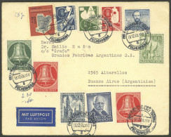 WEST GERMANY: 18/DE/1953 Frankfurt - Argentina, Airmail Cover With Spectacular Multcolor Postage, Very Fine Quality. The - Lettres & Documents