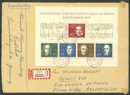 WEST GERMANY: 22/SE/1959 Hamburg-Rahlstedt - Argentina, Registered Cover Franked With The Souvenir Sheet Of 1959 Commemo - Briefe U. Dokumente