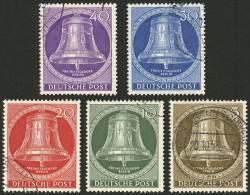 WEST GERMANY - BERLIN: Yvert 87/91, 1952 Bell With Clapper At Center, Set Of 5 Used Values, VF Quality! - Used Stamps