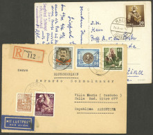 EAST GERMANY: Cover + Postcard Sent To Argentina In 1953/4, Nice Frankings, VF Quality! - Briefe U. Dokumente