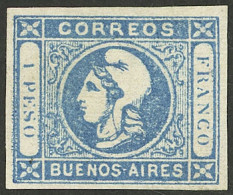 ARGENTINA: GJ.17c, With Variety "1 Without Period", VF" - Buenos Aires (1858-1864)