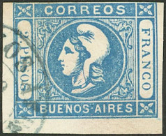 ARGENTINA: GJ.20, 2P. Light Blue, Clear Impression, Used, VF - Buenos Aires (1858-1864)