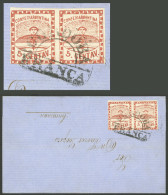 ARGENTINA: GJ.1, Pair On Folded Cover With Semi-circle CORDOBA-FRANCA Cancel, Very Fresh Piece Of Great Quality, Signed  - Briefe U. Dokumente