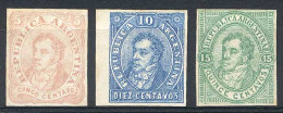 ARGENTINA: ESSAYS Lithographed By Roberto Lange In 1863, Printed On Ordinary Paper, Not Adopted, The Set Of 3 Values, VF - Sonstige & Ohne Zuordnung