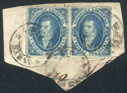 ARGENTINA: GJ.24, Pair Tied On Fragment By Triple Cancellation Of "Buenos Aires - S" Double Circle WITH ERROR: NO DATE,  - Used Stamps