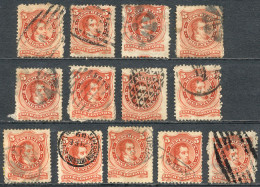 ARGENTINA: GJ.38, 13 Examples With Varied Cancels, Some Rare, Very Attractive Lot For The Specialist! - Other & Unclassified