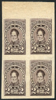 ARGENTINA: Year 1889, ESSAY Of A 2P. Stamp, Unadopted, Block Of 4 Printed In Very Dark Brown On Thin Paper, Unlisted By  - Otros & Sin Clasificación