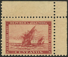 ARGENTINA: GJ.136, 1892 IV Centenary Of Discovery Of America, PROOF In Red On Original Paper With Watermark And Perforat - Other & Unclassified