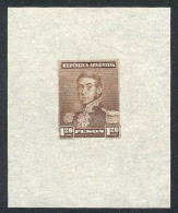 ARGENTINA: GJ.187, San Martín $1.20, Die Proof In Brown, Printed On Indian Paper (very Thin), Very Fine Quality, Rare! - Autres & Non Classés