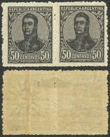 ARGENTINA: GJ.287b, 50c. San Martín In Oval, Pair WITH AND WITHOUT WATERMARK! - Other & Unclassified