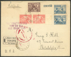 ARGENTINA: GJ.657/59, 1929 Discovery Of America, The Set Of 3 Values (5c. And 12c. In Pairs), Franking A Registered Cove - Sonstige & Ohne Zuordnung