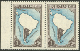 ARGENTINA: GJ.761U, 1P. Map, Pair Printed On AUSTRIAN PAPER, MNH (+30%), Excellent Quality! - Other & Unclassified