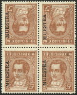 ARGENTINA: GJ.795T, Tete-beche Block Of 4 With MUESTRA Ovpt., MNH, Excellent Quality! - Sonstige & Ohne Zuordnung