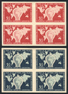ARGENTINA: GJ.940 (Sc.558), 1946 World Thrift Day, 2 TRIAL COLOR PROOFS In Blocks Of 4, Excellent Quality! - Other & Unclassified