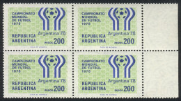 ARGENTINA: GJ.1788N (Sc.1179a), 1978 Football World Cup, Block Of 4 With Watermark Casa De Moneda, Superb, Catalog Value - Sonstige & Ohne Zuordnung