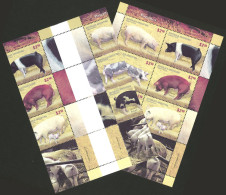 ARGENTINA: GJ.232, 2011 Pigs, With Spectacular DIECUT ERROR (along A Normal Sheet For Comparison), MNH, Excellent Qualit - Blocks & Sheetlets