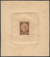 ARGENTINA: GJ.36, DIE PROOF Of 2c. Value In Chestnut Color (issued), Printed On Opaque Card, VF Quality, Very Rare! - Service