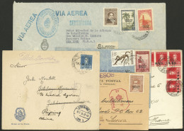 ARGENTINA: 5 Official Covers Sent Abroad Between 1924/57, Including One Of 1931 Sent To CHINA!, 3 Registered, One Censor - Servizio