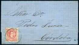 ARGENTINA: Entire Letter Dated Villanueva (Córdoba) 8/JA/1871, Franked With 5c. With The Rare Green-blue Cancel "ADMON D - Sonstige & Ohne Zuordnung
