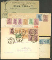 ARGENTINA: 5 Covers (3 Registered) Sent Abroad Between 1917 And 1922, Very Attractive Postages, Very Fine General Qualit - Covers & Documents