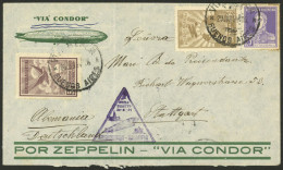 ARGENTINA: Airmail Cover Sent From B.Aires To Germany On 29/JUN/1934, Flown By Zeppelin, With Violet Handstamp On Front  - Poste Aérienne