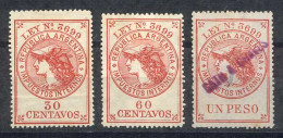 ARGENTINA: HATS: Extremely Rare Set Of 3 Values Circa 1899, Used, VF Quality! - Otros & Sin Clasificación