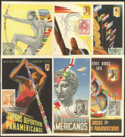 ARGENTINA: PERONISM And SPORT: Set Of 6 Cards Of The "First Pan-American Games" (Buenos Aires, 1951), All With Very Inte - Argentine