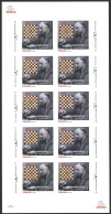 ARMENIA: Sc.839, 2010 Henrik Kasparyan, CHESS, Sheet Of 10 IMPERFORATE Values, MNH, Very Rare! - Armenië